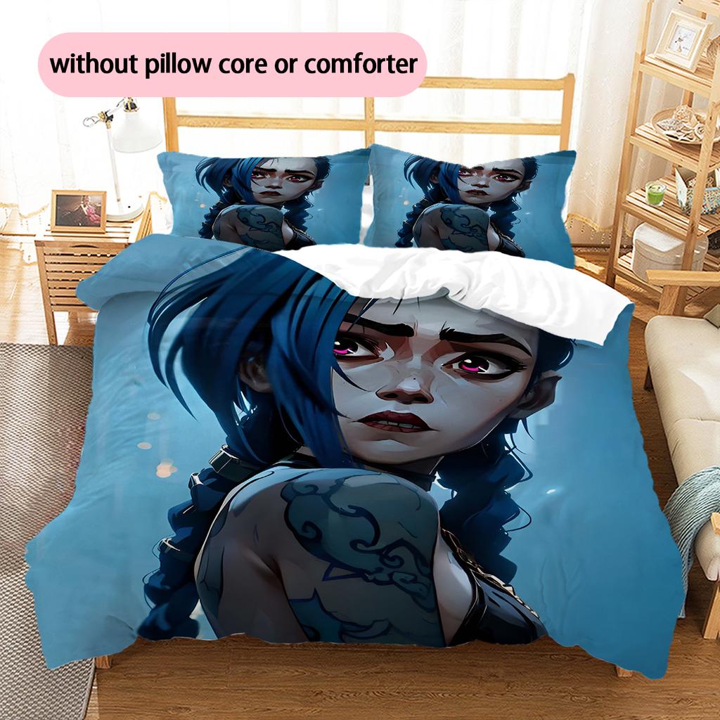 Set Copripiumino Trapuntato con Motivo Anime Federe Decorazione Casa Regalo di Compleanno (1 * copripiumino + 2 * federa, senza nucleo)