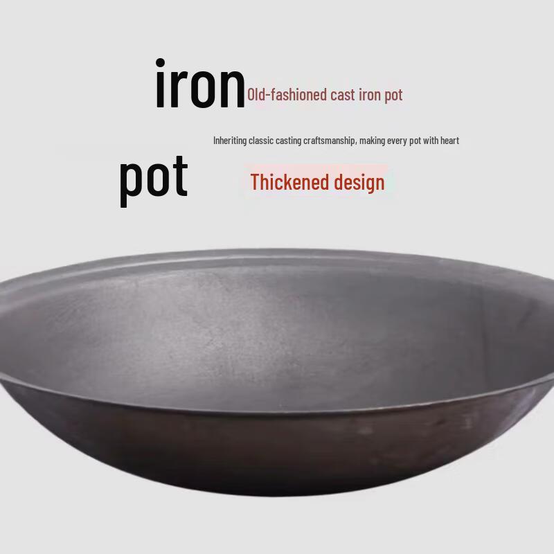 GOWKE 60cm Traditional Uncoated Cast Iron Wok