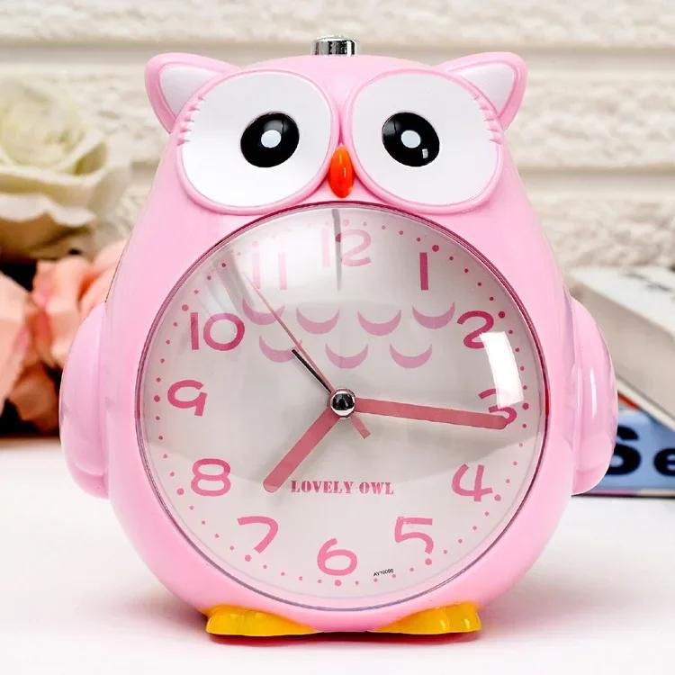 

Cute Cartoon Owl Mute Digital Wake Up Table Clock Totoro Ring Bell Metal Bedroom Quartz Alarm Clock With Night Light Home Decor рожевий