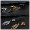 New French English Letters JESUS Small Fish Men's Brooch Cufflinks Suit Personality Versatile Business Accessories