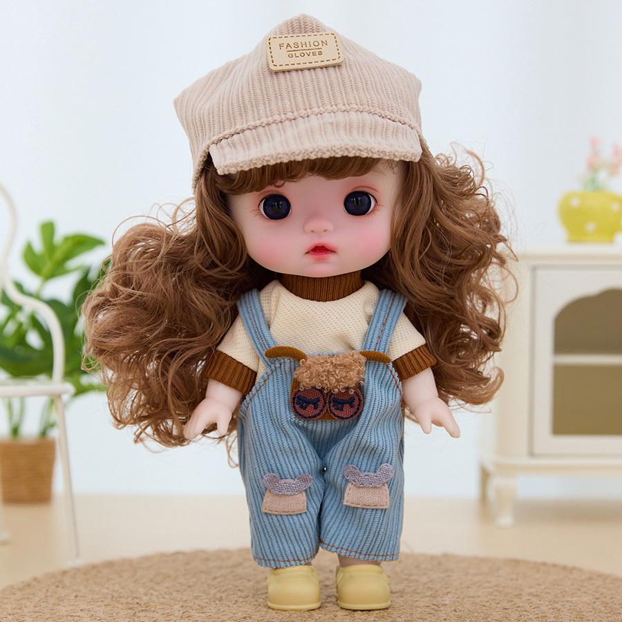 9Inch Lifelike Newborn Baby Doll Plaything Sweet Face Reborn Doll With Clothes Long Hair Baby Girl Jointed Movable Doll Birthday Present