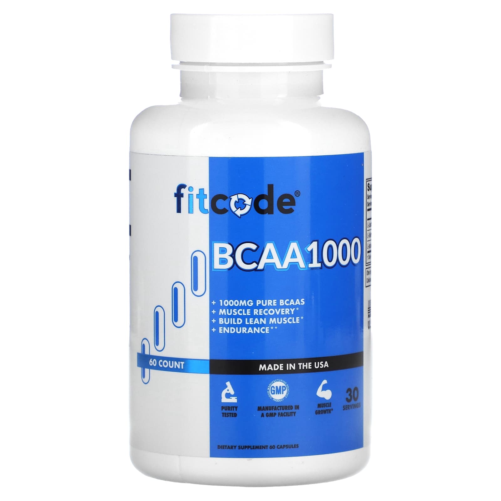 

Bcaa 1,000, 1,000Mg, 60 Tablets (500Mg per capsule)