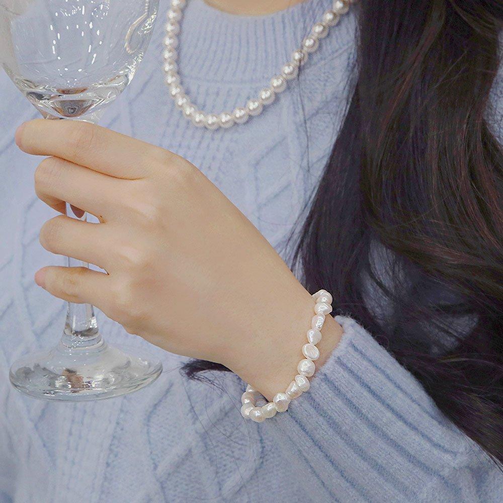 92.5 Silver Irregular Pearl Bracelet
