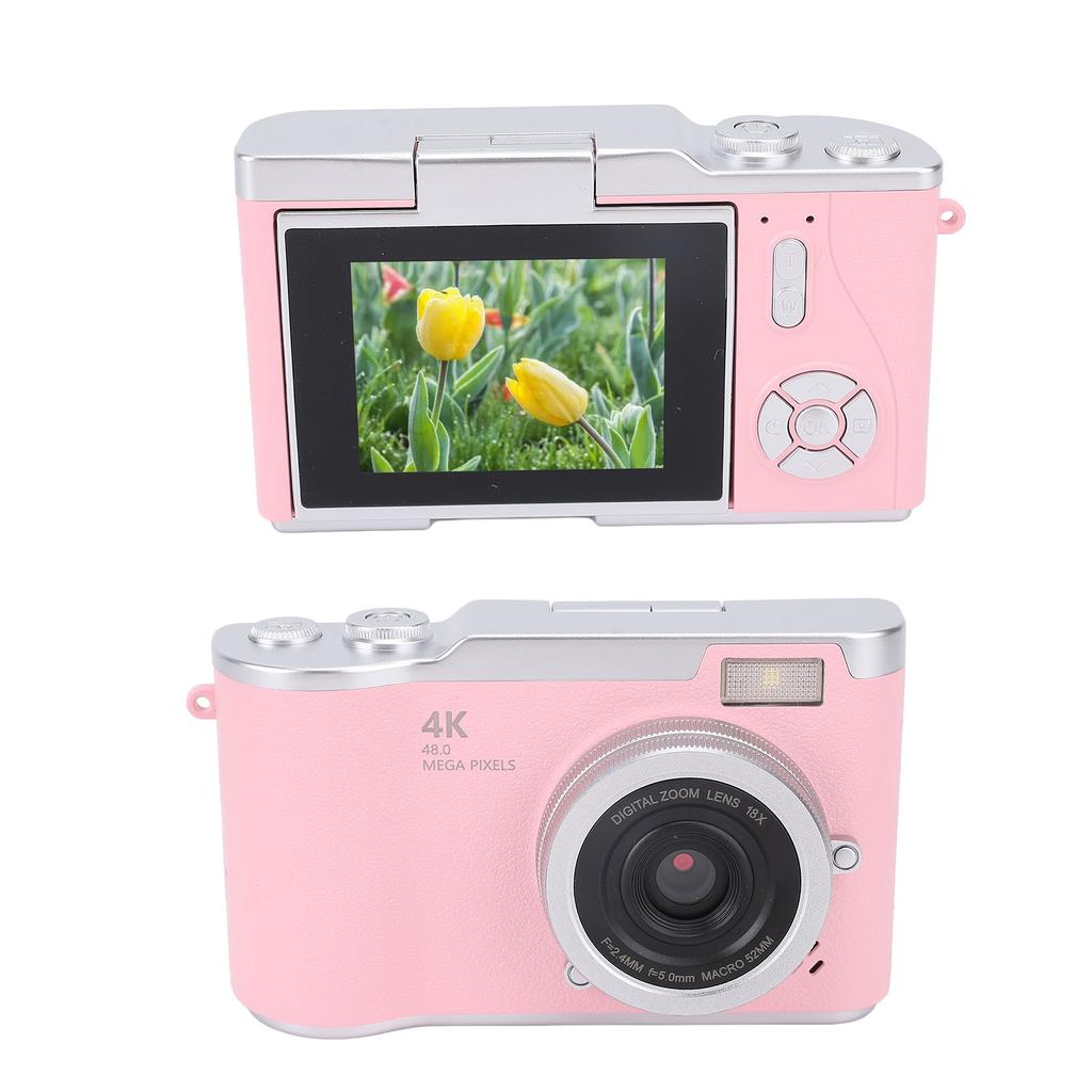 Digital Camera 4K 48MP 18x Zoom Auto   Anti Shake 2.4 Inch Screen Built in Fill Light Compact Students Camera for Daily Travel