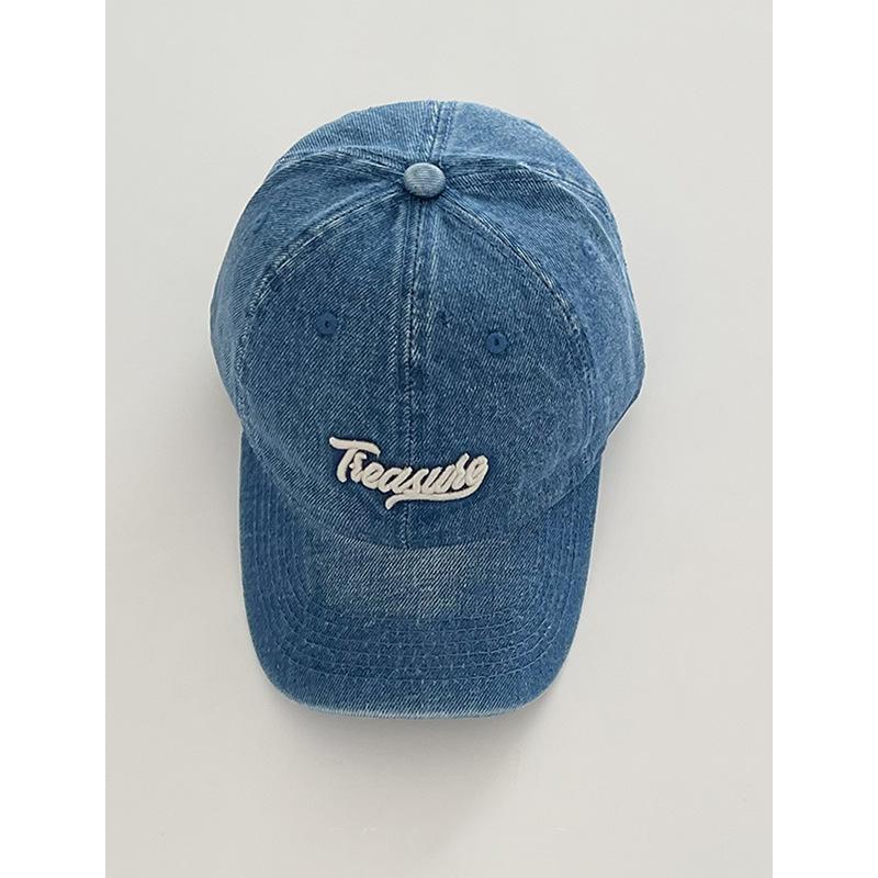 Baseball cap women's four seasons versatile heavy industry washed old embroidery cap deep top big head circumference hat men show small face