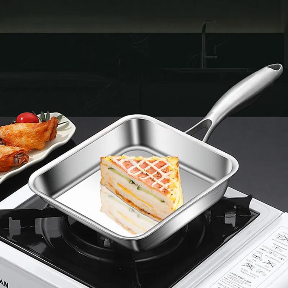 Rectangular Japanese Omelette Pan Stainless Steel Sandwich Skillet Durable Egg Frying Pan Cooking