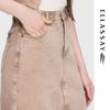 ELLASSAY Spring High-Waist Straight Slit Midi Denim Skirt