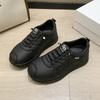 2025 autumn new leather surface casual stepping on shit feeling non-slip versatile comfortable bread little white shoes soft sole sports shoes women