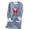 Ladies' Loose And Comfortable Round Neck Christmas Print Thick With Pockets Long Sleeved Top