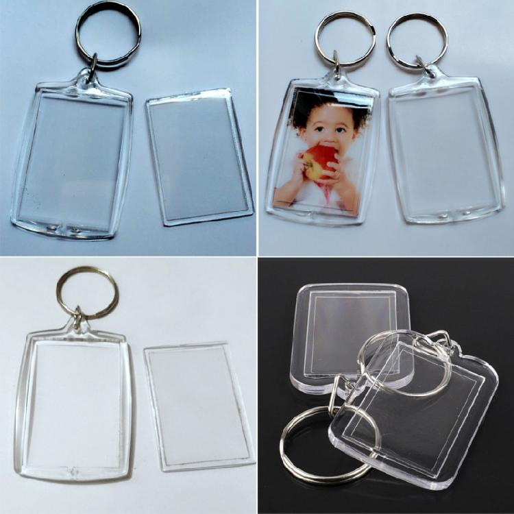 10 Pcs Various Shapes Acrylic Keychain Picture Frame Keyring with Split Rings