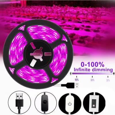 LED Waterproof Grow Light Full Spectrum 5V USB 5m Grow Light Strip 2835 LED Phyto Lamps For Plants Greenhouse Hydroponic Growing