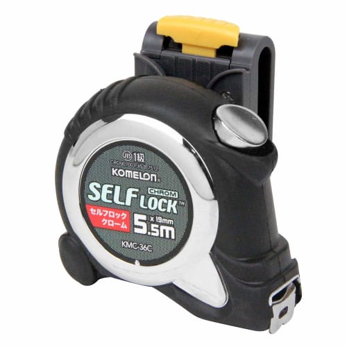 Komelon Convex Self-Locking Chrome 19 Tape, 19mm Wide, 5.5m, with Holder, KMC-36CL