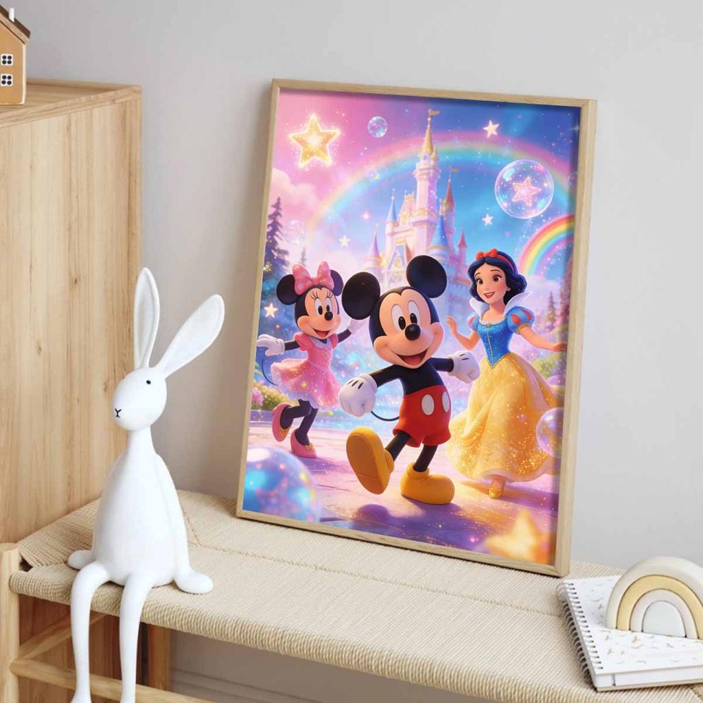 Disney 5D DIY Full Circle Diamond Painting Kit Mickey Minnie Snow White Castle Wall Decor Gift