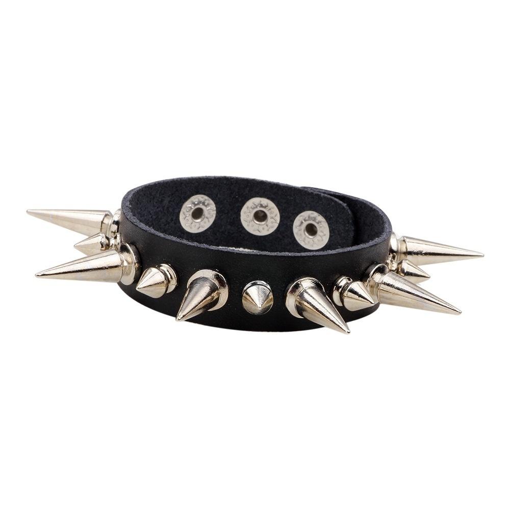 Punk Rock Street Snap Fashion Punk Metal Rivet Bracelet Wide Leather Stud Spike Bracelet