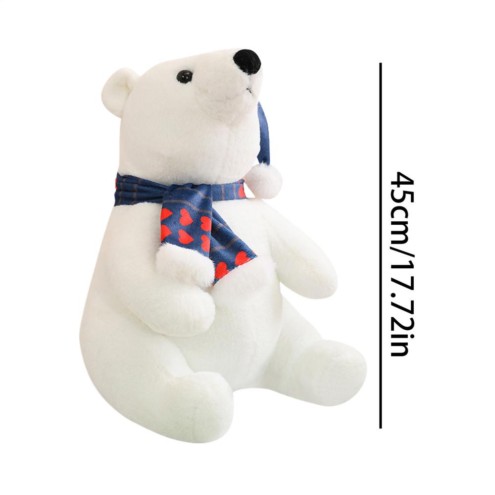 

Stuffed Polar Bear Plush Christmas Stuffed Animal Toy Polar Bear Wearing Scarf Soft Doll For Kids Girls Sofa Bedside Living Room