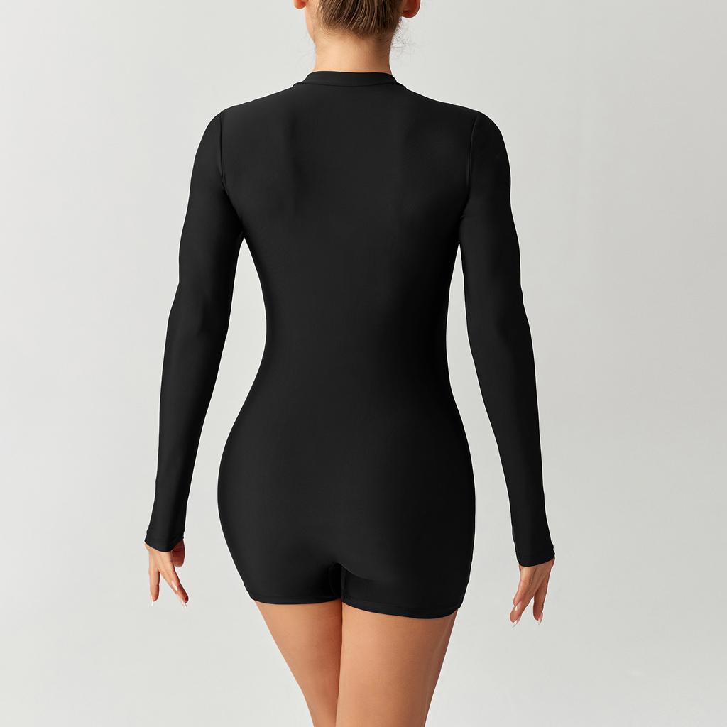 1011 European and American New Swimsuit One-piece Long-sleeved Zipper Surf Suit Boxers Diving Women's Swimsuit