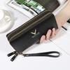New Fashionable Double-layer Double-zipper Wallet Soft Leather Lychee Pattern Clutch Bag Niche Women's Long Mobile Phone Bag
