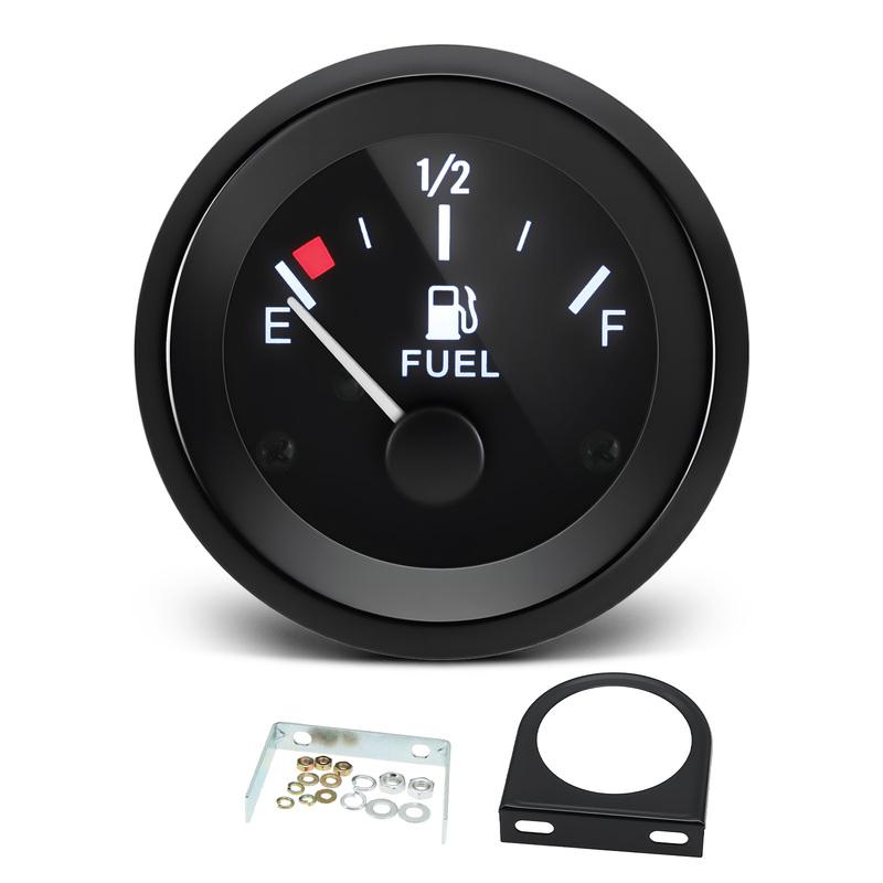 52mm Fuel Level Gauge 12V White LED Black Rim Universal Car Automotive Oil Level Meter 240-33ohm Oil Press Water Temp Gauge