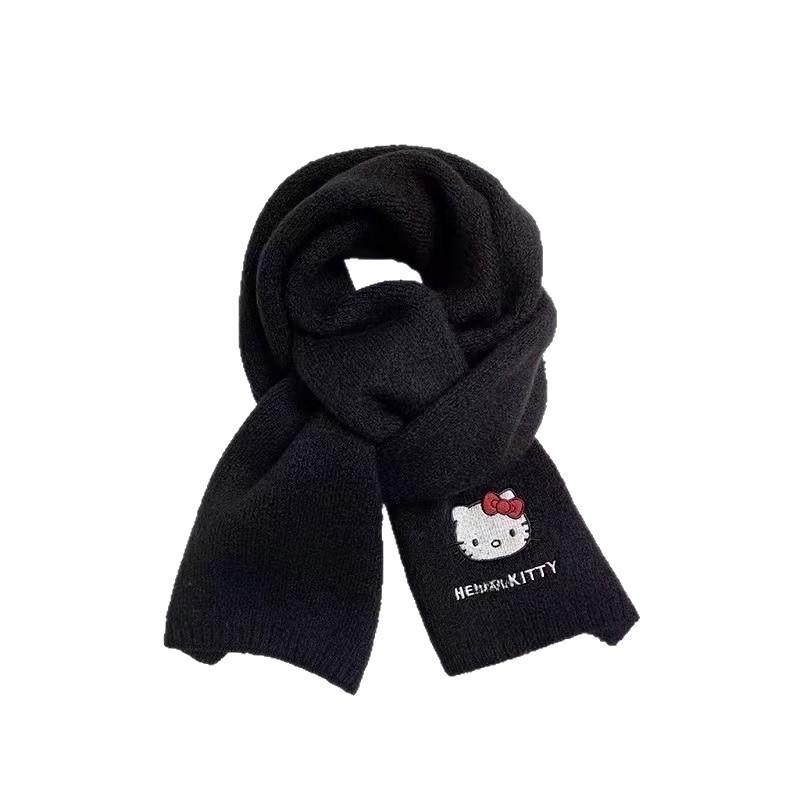 Knitted scarf winter thickened warm versatile wool cute kitten Japanese imitation skin-friendly knitted scarf