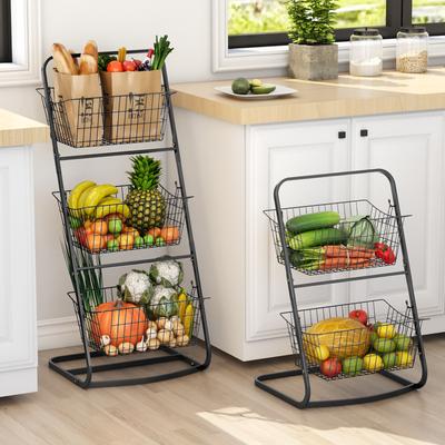 Kitchen Storage Rack Multifunctional Snack Basket Storage Rack Floor To Floor Multi-layer Dedicated Vegetable Basket Rack