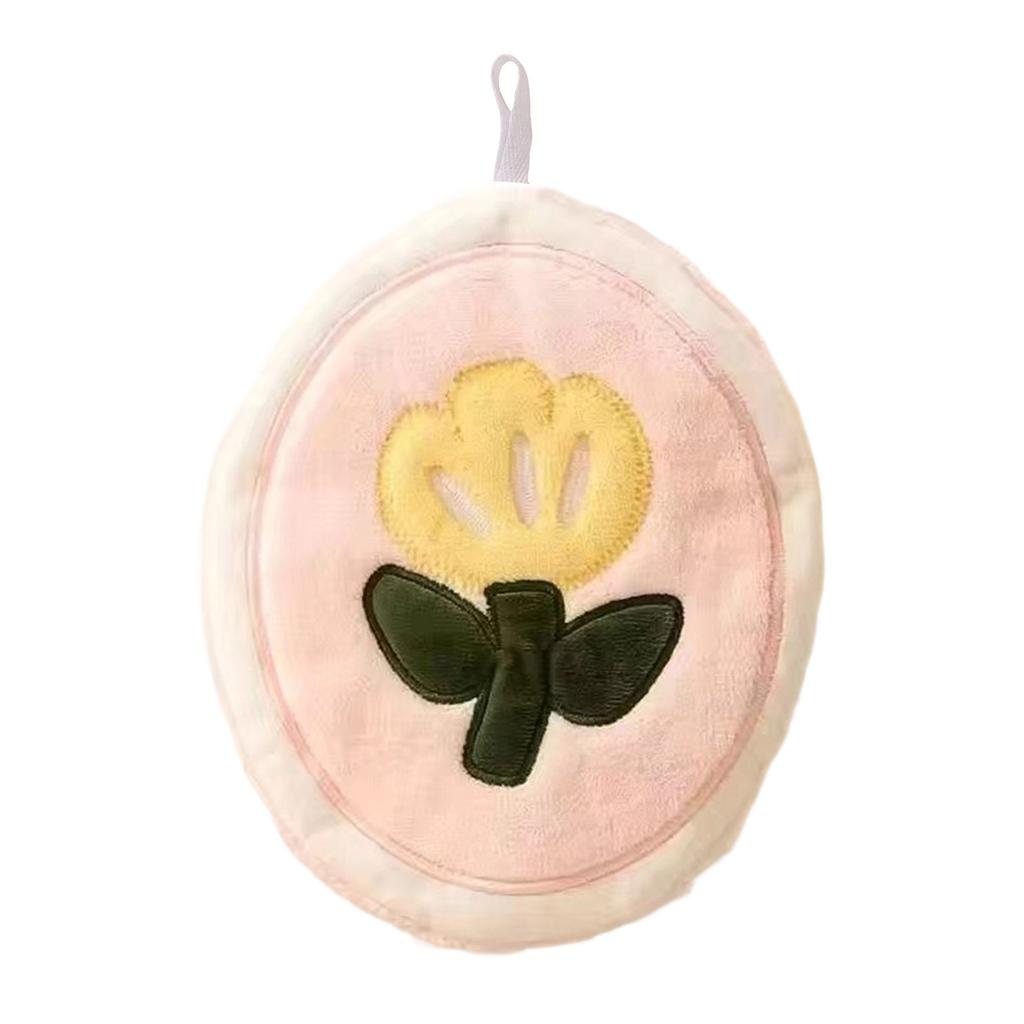Gentle Plush Hand Towel Elegant Floral Design Quick Absorbing For Kitchen Bathroom Skin Friendly Hanging Loop Included