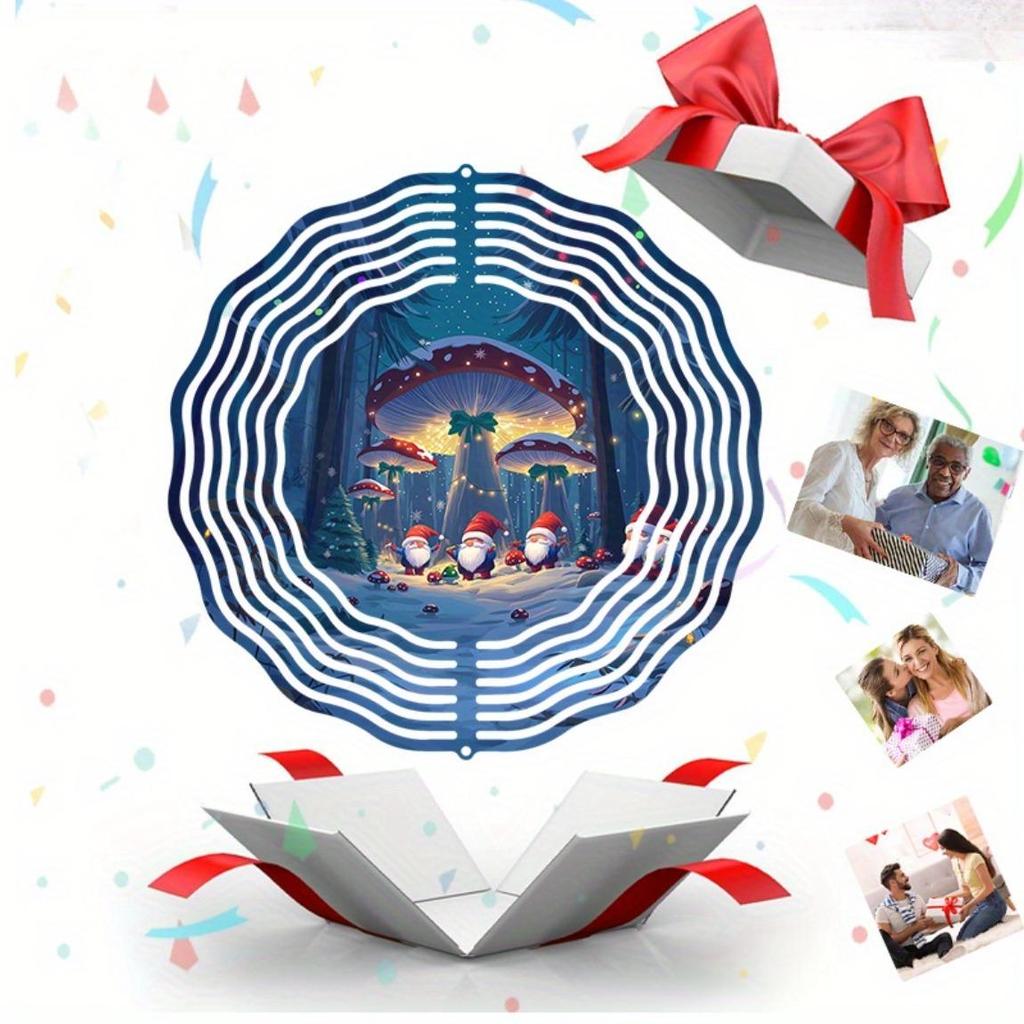 Festive Santa Workshop Wind Chime Outdoor Christmas Decor Metal Winter Forest Design with Snow Trees and Elves for Yard Balcony Garden