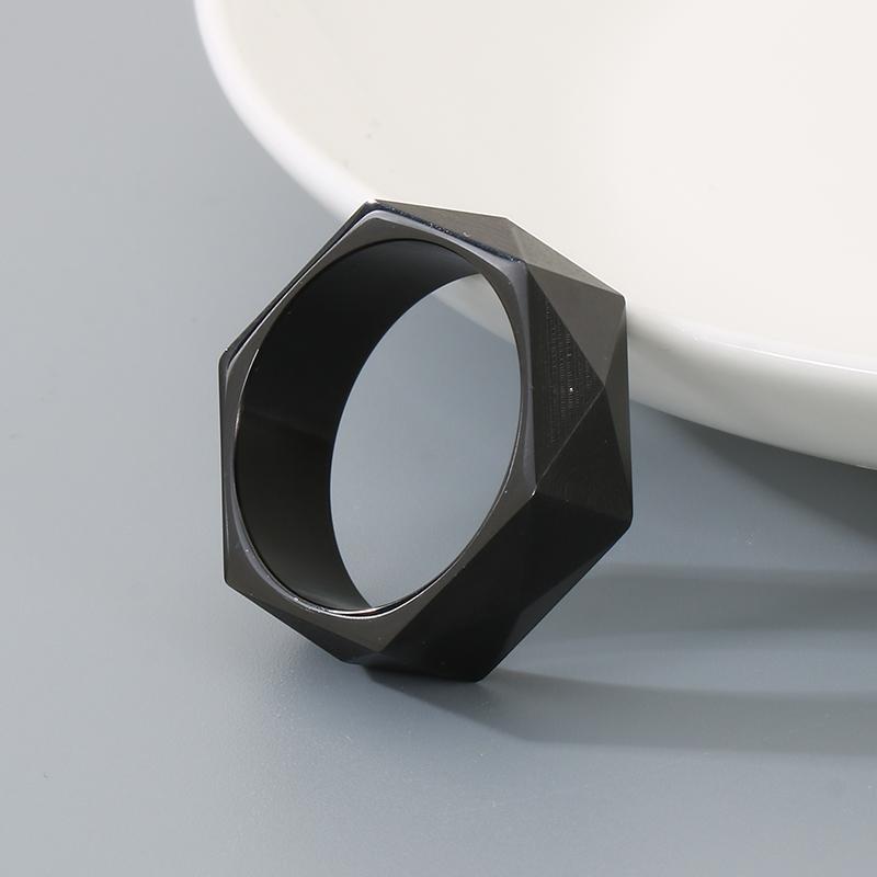 Fade Geometric Faceted Ring for Men Stainless Steel Cut Finger Anillos Hip Hop Polygon Ring Jewelry Gifts for Couples