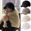 Fashion Luxury Baseball Hat Solid Color Fluffy Faux Fur Cap Thickened Adjustable Hat Winter Outdoor Wear
