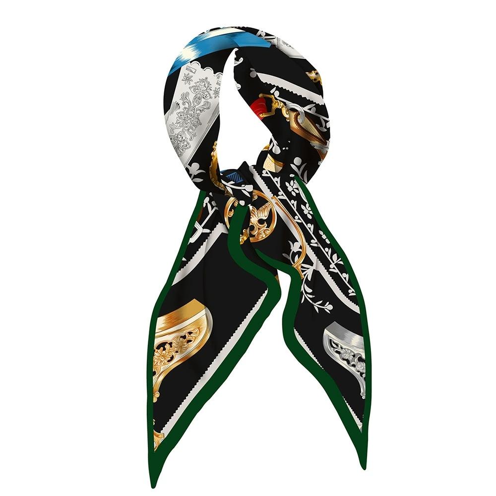 Women Decorative Triangle Twill Scarf Shawl Hijabs Luxury Printing Bandana Foulard Neckerchief Wrap Sunscreen Stole Headscarf