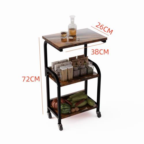 Merytes 3-Tier Kitchen Cart, Open Shelf, Kitchen Rack, Gap Storage, Wooden Shelf with Steel Shelves, Multi-Function Storage Shelf