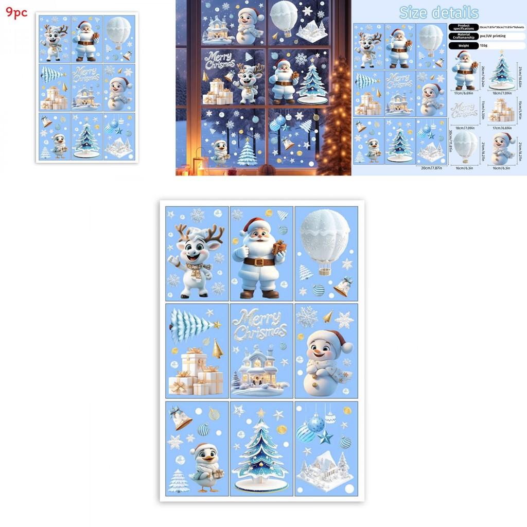 Kerst Raamstickers Pvc Statische Stickers Set Voor Vakantie Scène Decoraties