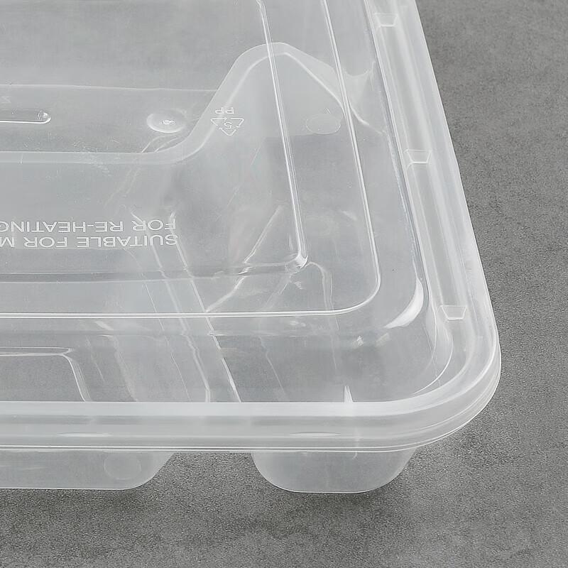 Temeiju Disposable Square 4-Compartment Takeaway Meal Boxes with Lids