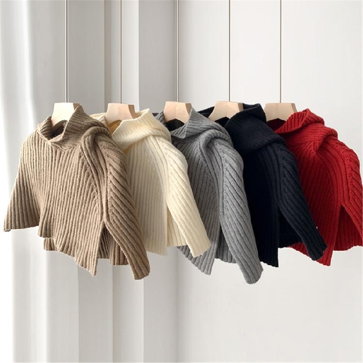 Knit Scarf Cap for Women Solid Color Hooded Shawl Winter Windproof Neckwrap Hat