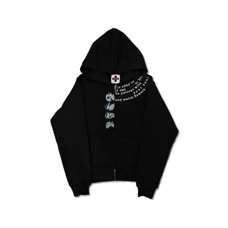 Street Style Zip-Up Hoodie Teens Young Adults Graphic Print Loose Fit Casual Wear