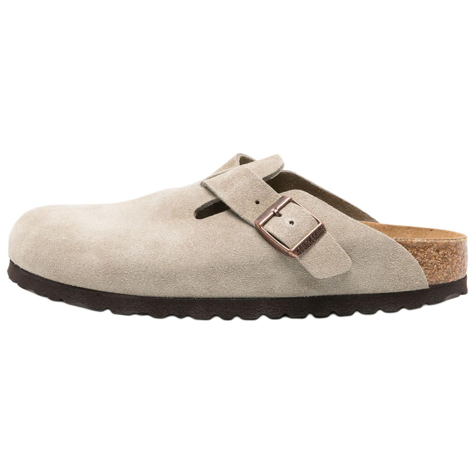 Birkenstock Boston Suede Leather Narrow Fit Sandals Taupe Women s 0060463 42