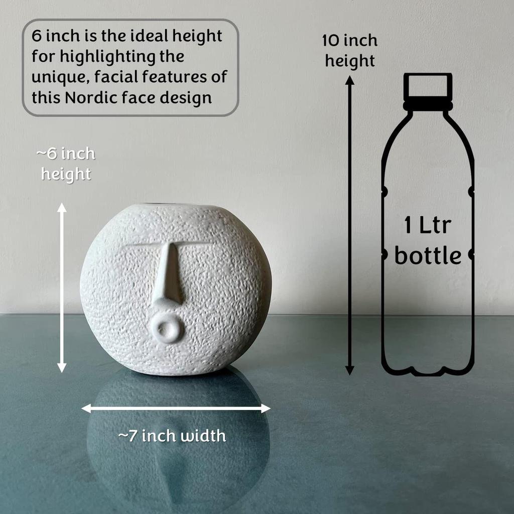 Keramik Blumenvase | 2er Set | Fröhliche Gesichtsvase 14 cm & Kussmund-Gesichtsvase 15 cm (Weiß, Rohfinish)