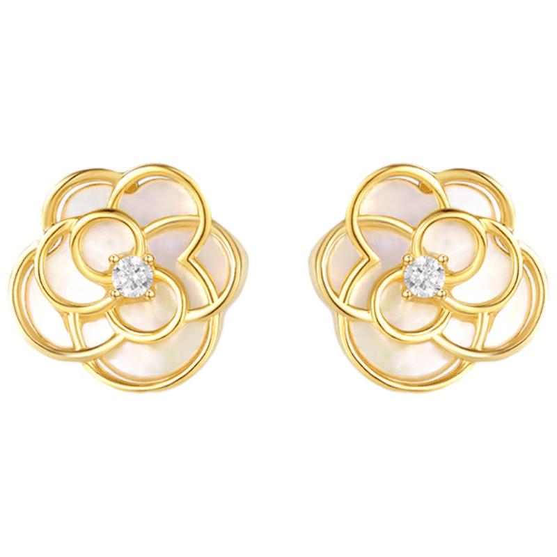 Zhou Dasheng Camellia Mother-of-Pearl Silver Earrings