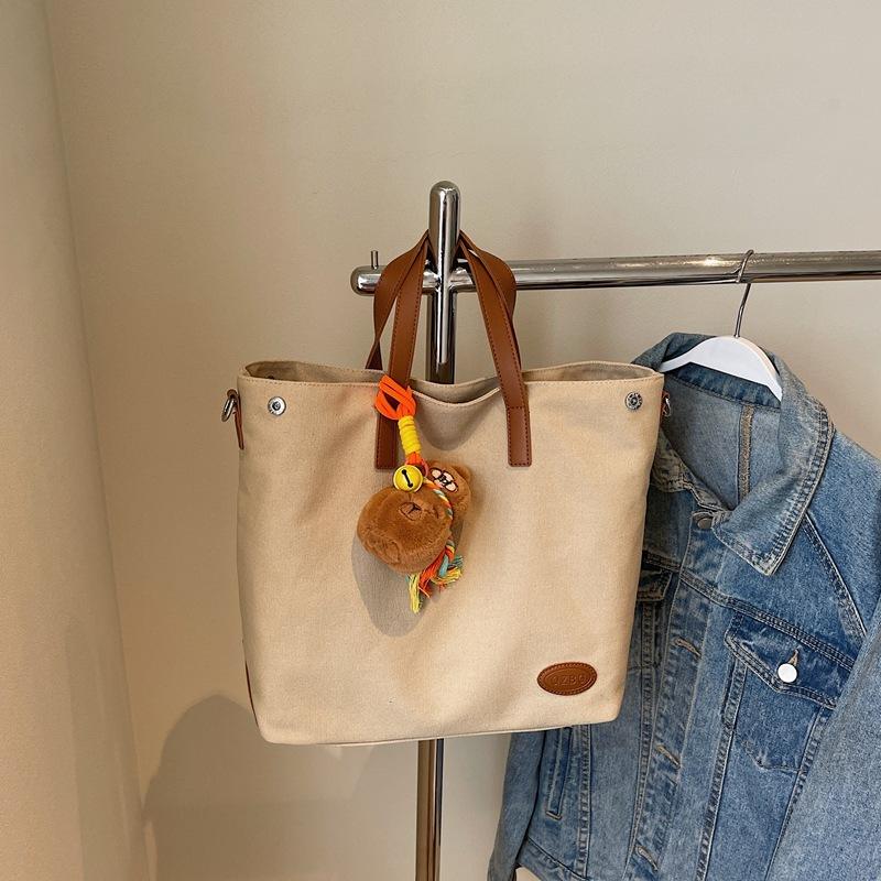 New Women's Fashion Casual Simple Tote Niche Shoulder Large Capacity Student Commuter Canvas Bag