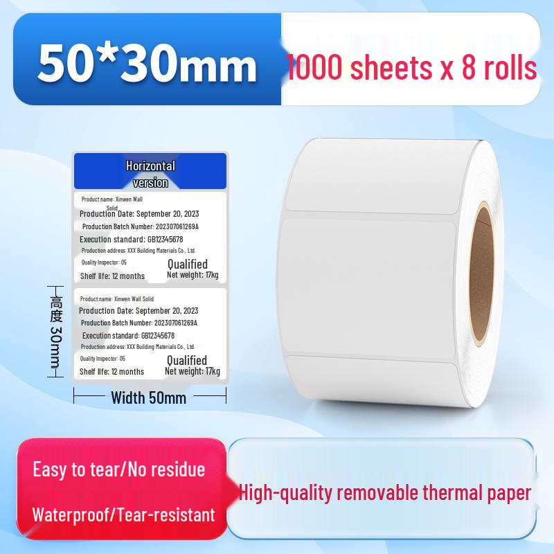 Waterproof Synthetic Thermal Label Paper 60x40 - Freezer Safe, Self-Adhesive, Durable