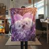 Colorful Maltese dog,pattern Flannel Blanket, High quality Comfortable for All Seasons, Home Decor, Warmth and Comfort, Perfect for Gifts.