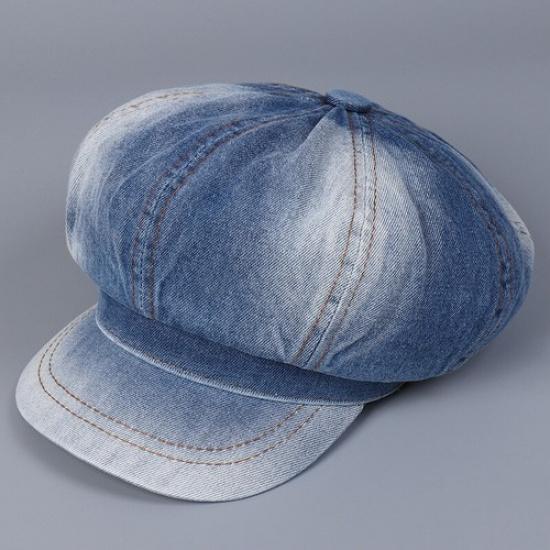 Lady Denim Newsboy Hat Casual Retro Style Adjustable Paperboy Painter Beret Cap