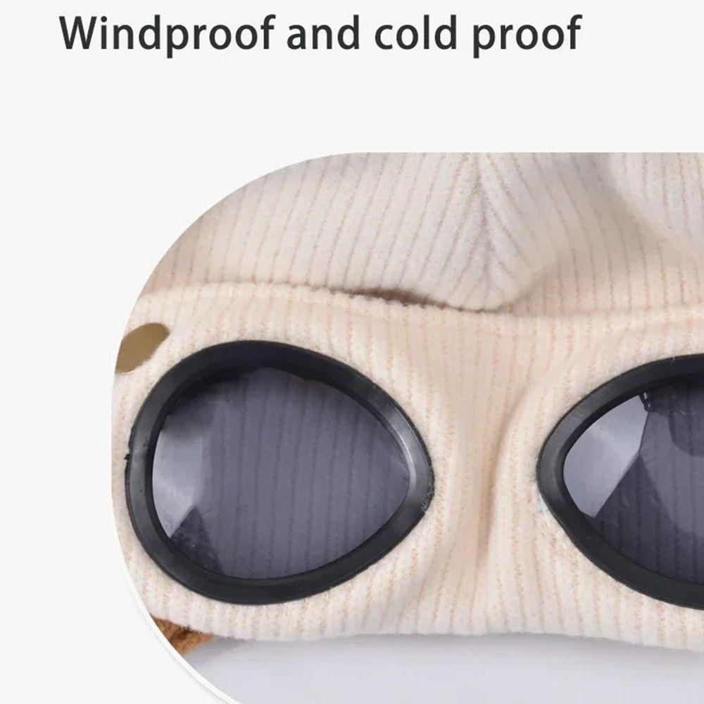 Neck Protection Children Glasses Hat Buckle Windproof Head Cover Warm Cap With Goggles Winter