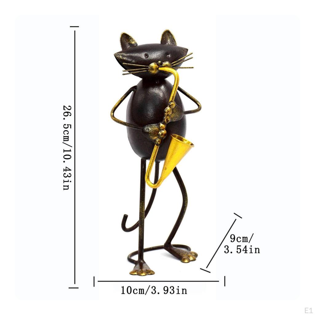2 Pieces Musical Cat Figurine Creative Musician Sculpture Modern Jazz Figurines for