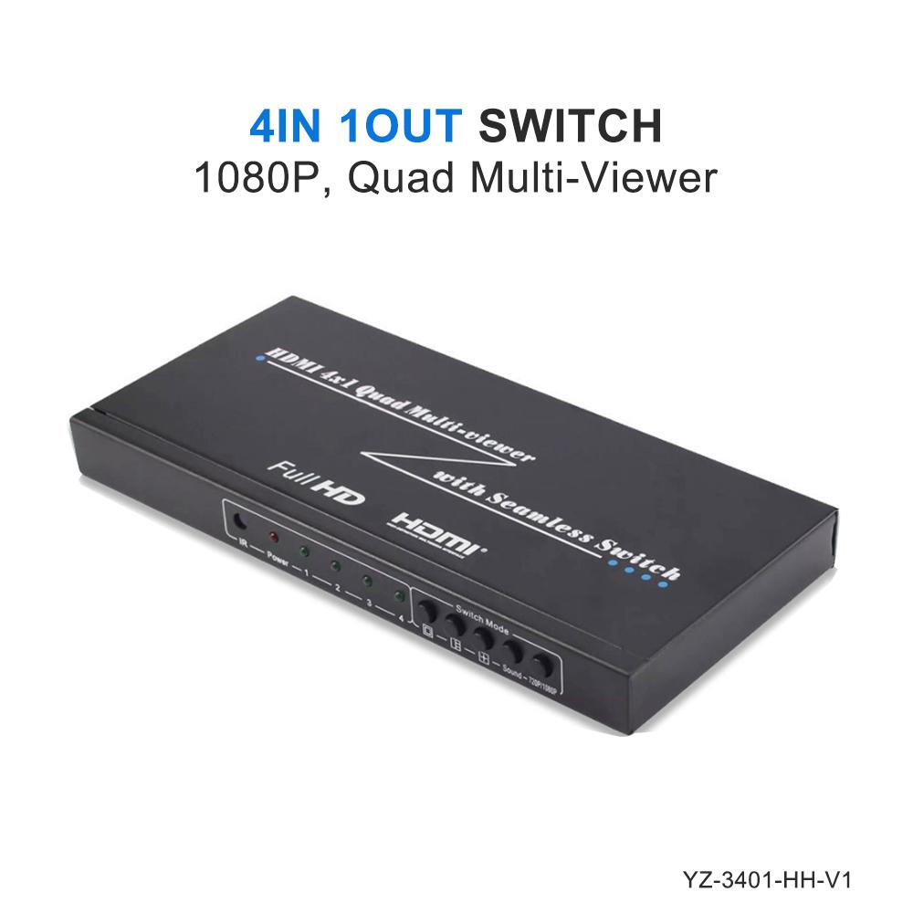 Verified Factory 4x1 4K 1080P HDMI Quad Multiviewer Switch Multi-viewer 4 in 1 Out Multi Viewer Multi-Viewer Switch