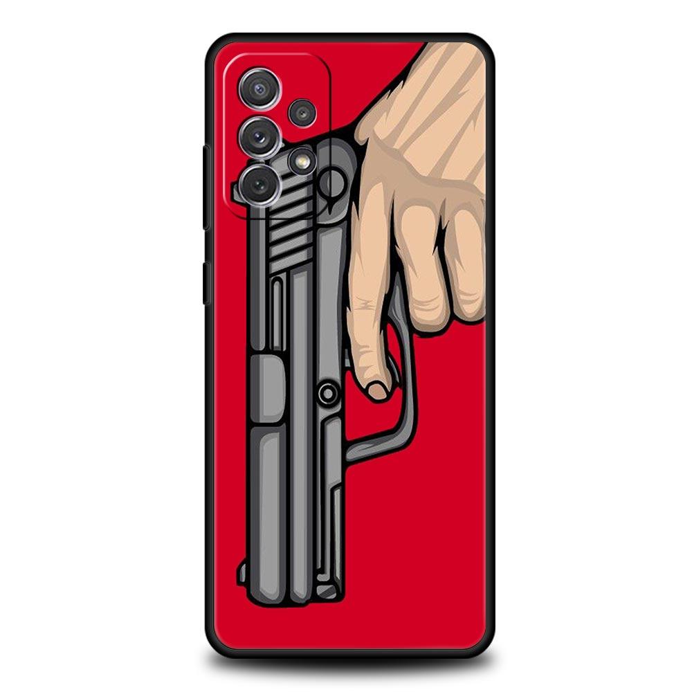 

Cool Cartoon Gun Phone Case for Samsung A51 A71 A21S A12 A11 A15 A25 A31 A41 A23 A33 A53 A73 A03S A05S A13 5G A35 A55 Cover Samsung A73 5G