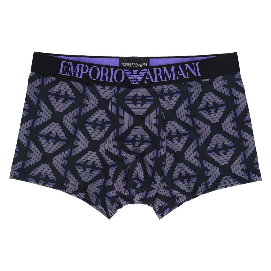 Emporio Armani ALL OVER PRINTED MICROFIBER Boxer Shorts, Front Closure, EU Size, Men's, Brand Name Underwear, Size S (EU Size), 54045350, 74. Violet