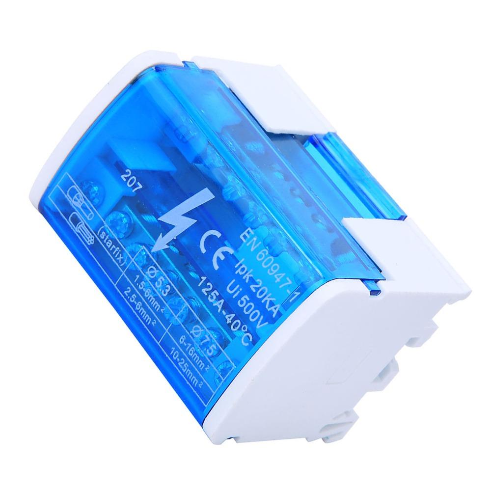 207 Terminal Distribution Box Single Phase 125A Din Rail Terminal Block Distribution Box with Dust Cover 2-Level