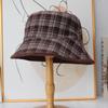 Retro Double-sided Plaid Bucket Hat Women's Autumn and Winter Deerskin Velvet Showing Face Small Versatile Basin Hat Casual Hat Tide