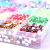 24-Grid Resin Flat-Bottomed Diamond Box Jelly Silver-Plated Bottom Set Diy Nail Drill Beauty Mobile Phone Case Jewelry Accessories