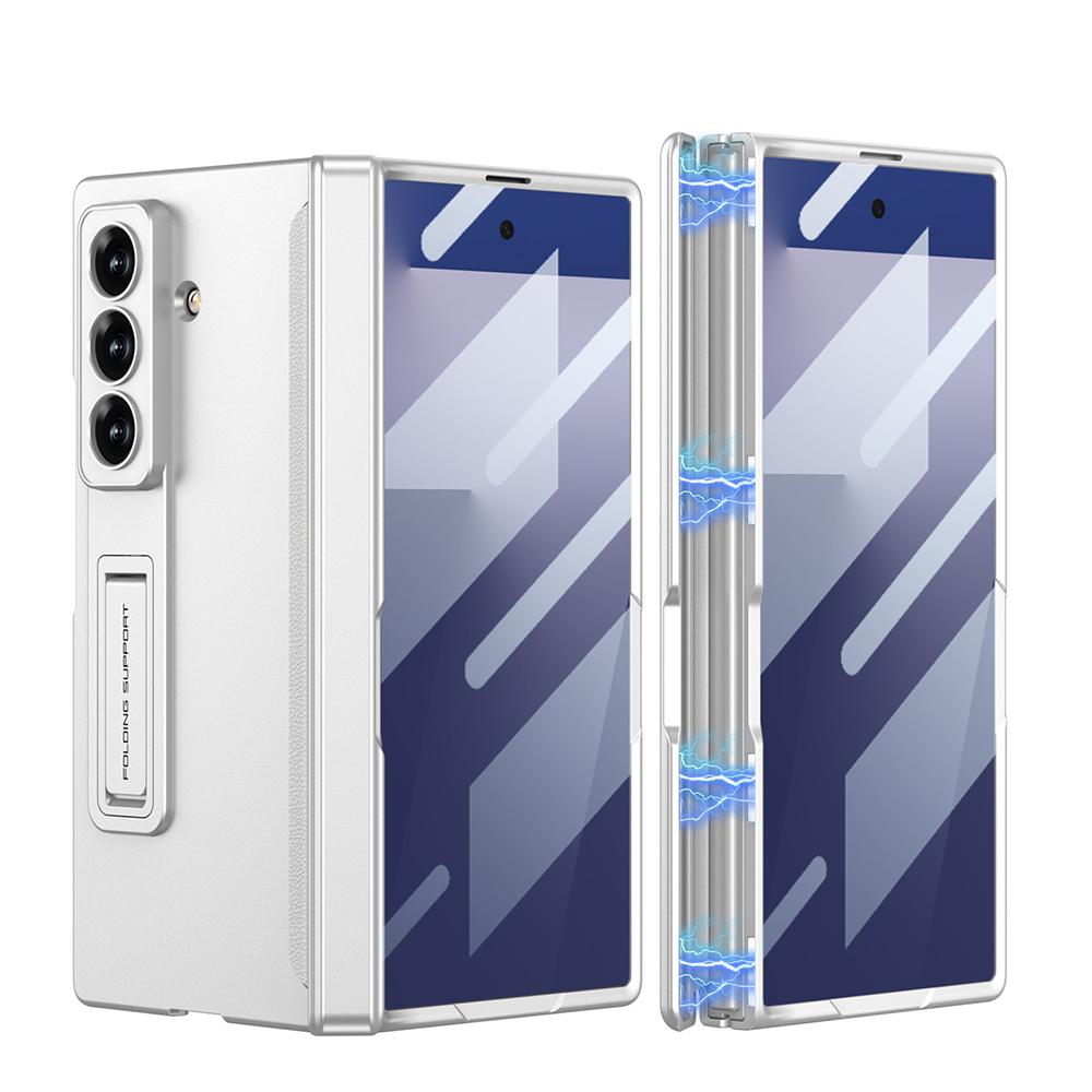 Magnetic Hinge Protective Case For Samsung Galaxy Z Fold 7 6 5 With Screen Glass Film Anti-fall Matte Stand Z Fold7 Fold6 Cover